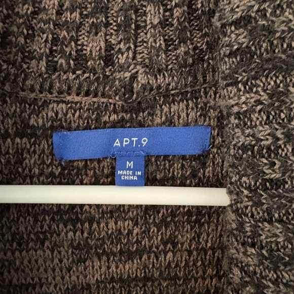 APT 9 Marled Brown Open Front Cardigan Sweater Shawl Collar Pockets Size M - Picture 3 of 6